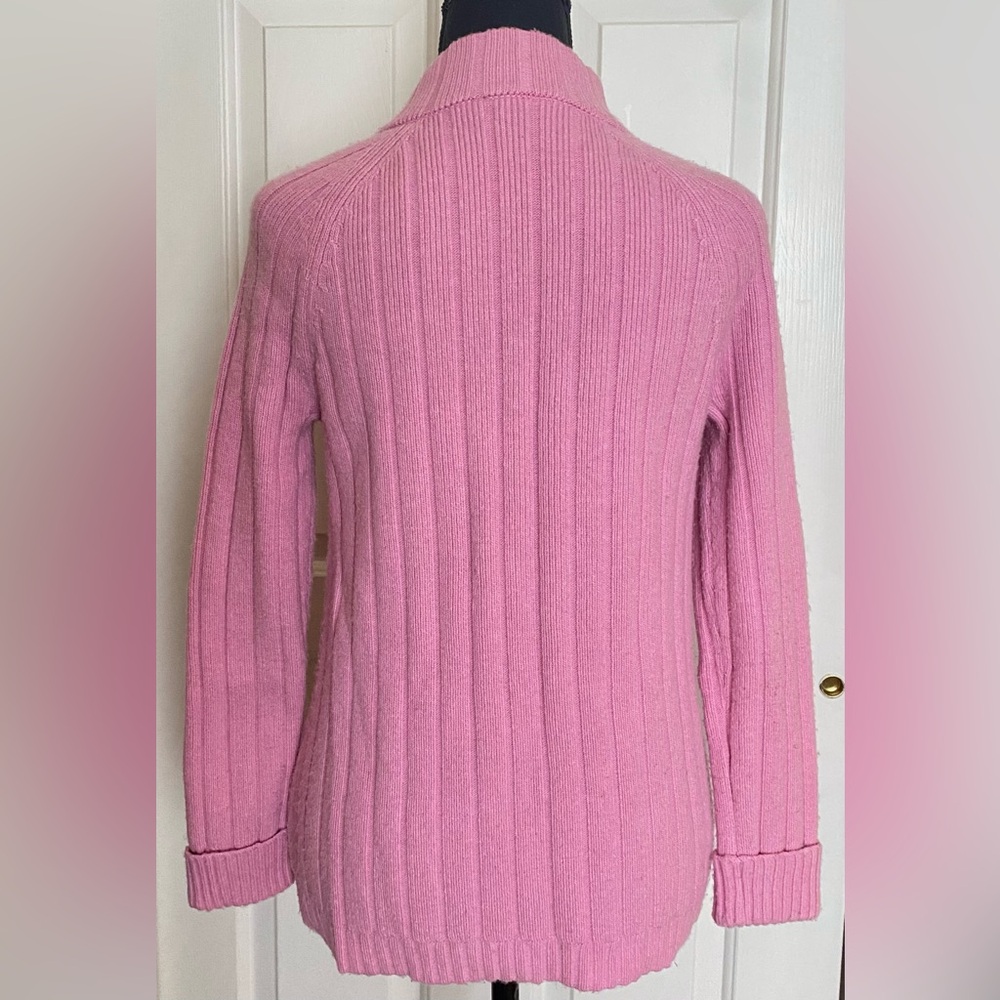 Talbots Pink Ribbed Button Mockneck Sweater - Picture 8 of 8